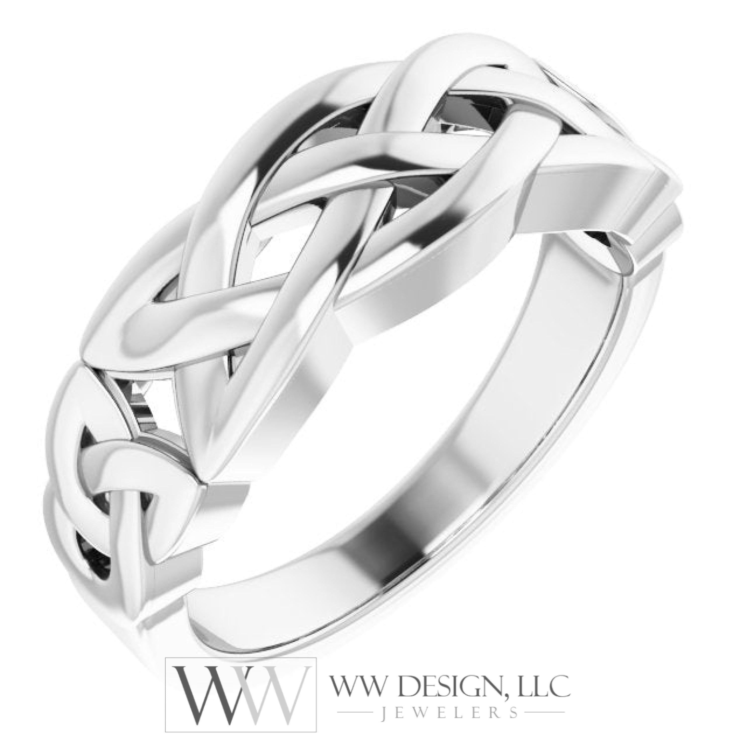 Men's Celtic Ring - 14k Gold (Y, W, R), Platinum, Sterling Silver