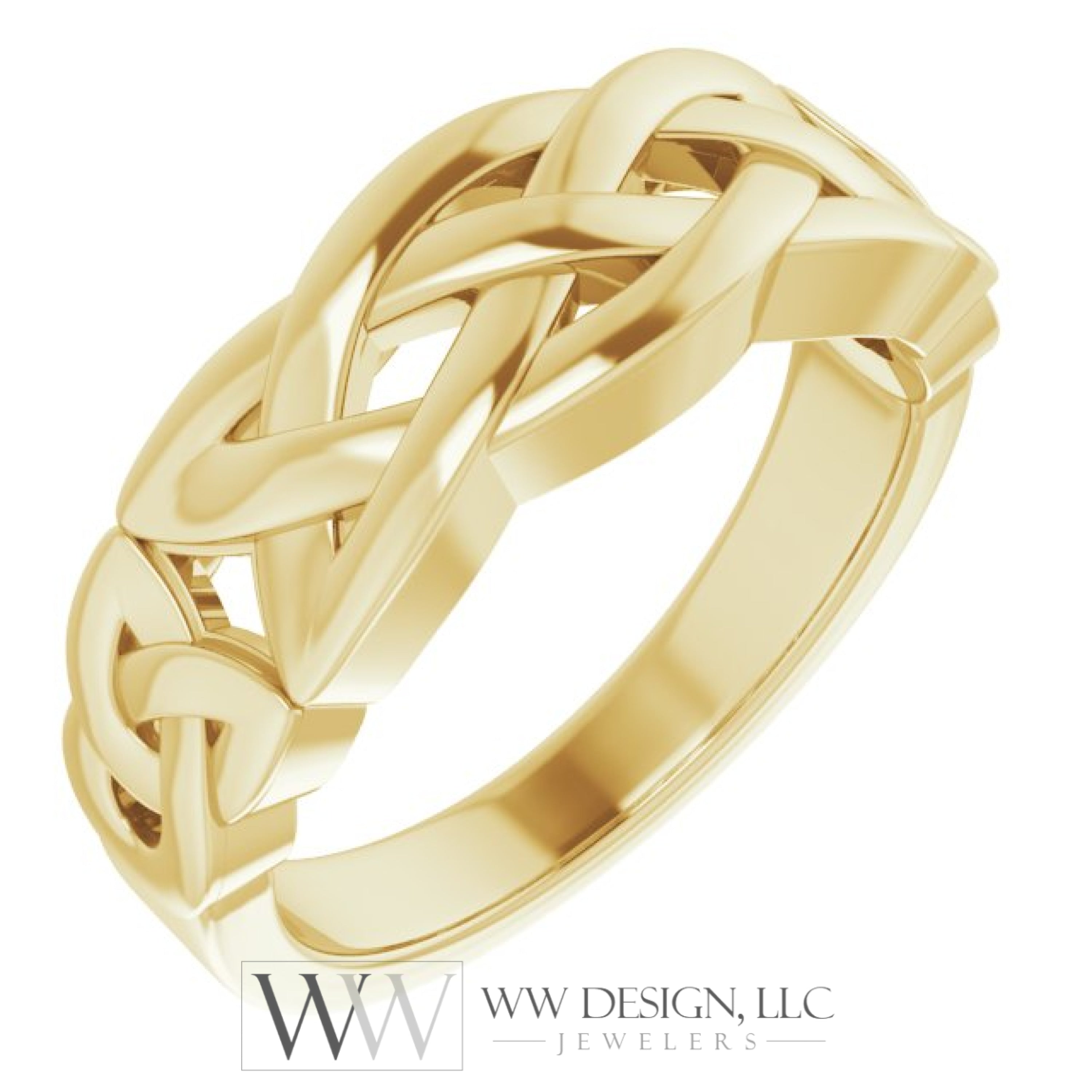 Men's Celtic Ring - 14k Gold (Y, W, R), Platinum, Sterling Silver