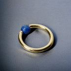 Lapis Captive Bead Ring CBR - 16 ga Hoop - 14k Gold or Platinum