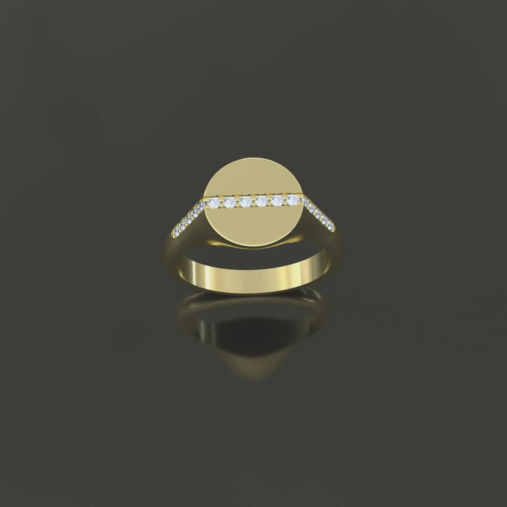 Diamond Signet Ring 0.16ctw UNTREATED VS F Genuine Diamonds - 10k, 14k, 18k, 22k Gold (Yellow, White or Rose), Palladium, Platinum, or Sterling Silver
