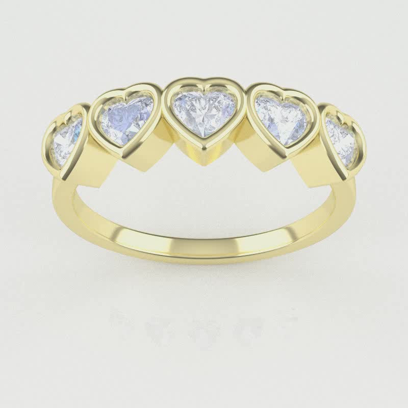 0.75ctw Diamond 5 Heart Ring - 14k, 18k (Y, W, or R), Platinum, Palladium