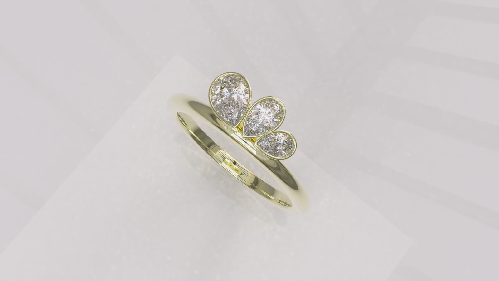0.58 ctw Graduated Asymetrical Pear Trio Diamond Ring - 14k, 18k (Yellow, White, Rose) Platinum
