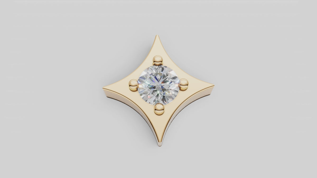 Diamond or Gemstone Twinkle Push-in End for Labret - Gold or Platinum