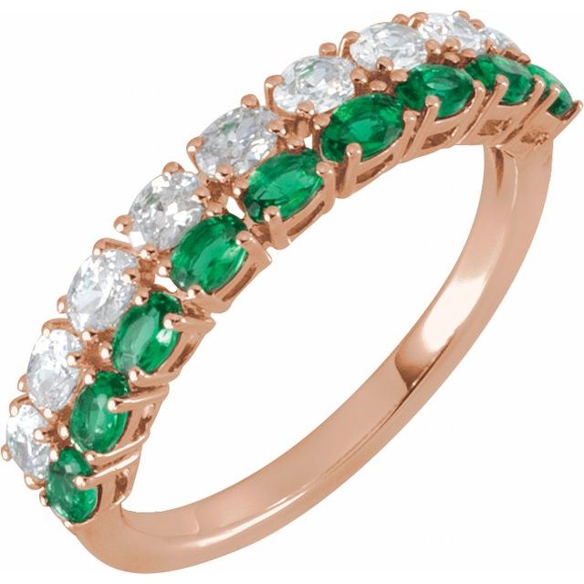 Lab-Grown Emerald & 9/10 CTW Lab-Grown Diamond Ring Stacking - 14k (Y, W, or R)