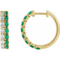Lab-Grown Emerald & 1 5/8 CTW Lab-Grown Diamond 20.5 mm Hoop Earrings - 14K Gold (Y, W, or R)