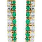 Lab-Grown Emerald & 1 5/8 CTW Lab-Grown Diamond 20.5 mm Hoop Earrings - 14K Gold (Y, W, or R)