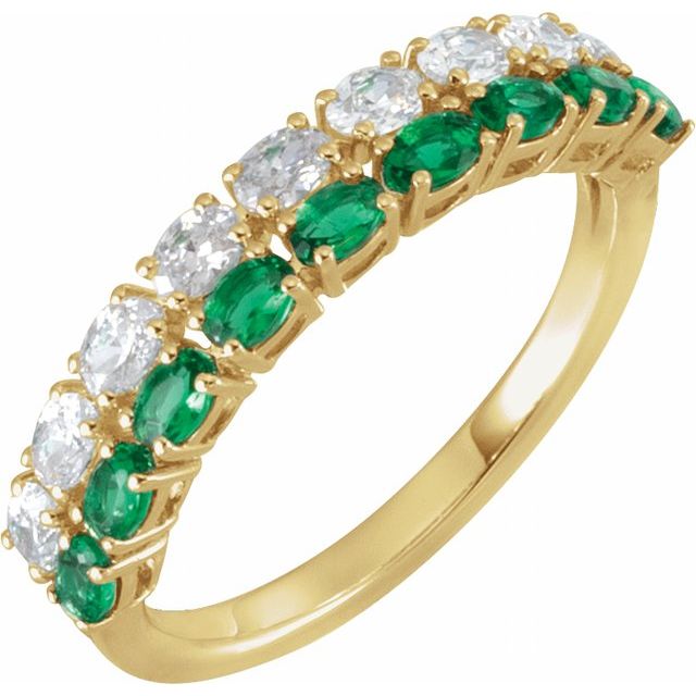 Lab-Grown Emerald & 9/10 CTW Lab-Grown Diamond Ring Stacking - 14k (Y, W, or R)