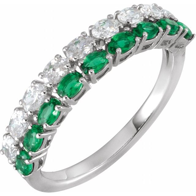 Lab-Grown Emerald & 9/10 CTW Lab-Grown Diamond Ring Stacking - 14k (Y, W, or R)