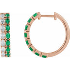 Lab-Grown Emerald & 1 5/8 CTW Lab-Grown Diamond 20.5 mm Hoop Earrings - 14K Gold (Y, W, or R)