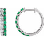 Lab-Grown Emerald & 1 5/8 CTW Lab-Grown Diamond 20.5 mm Hoop Earrings - 14K Gold (Y, W, or R)