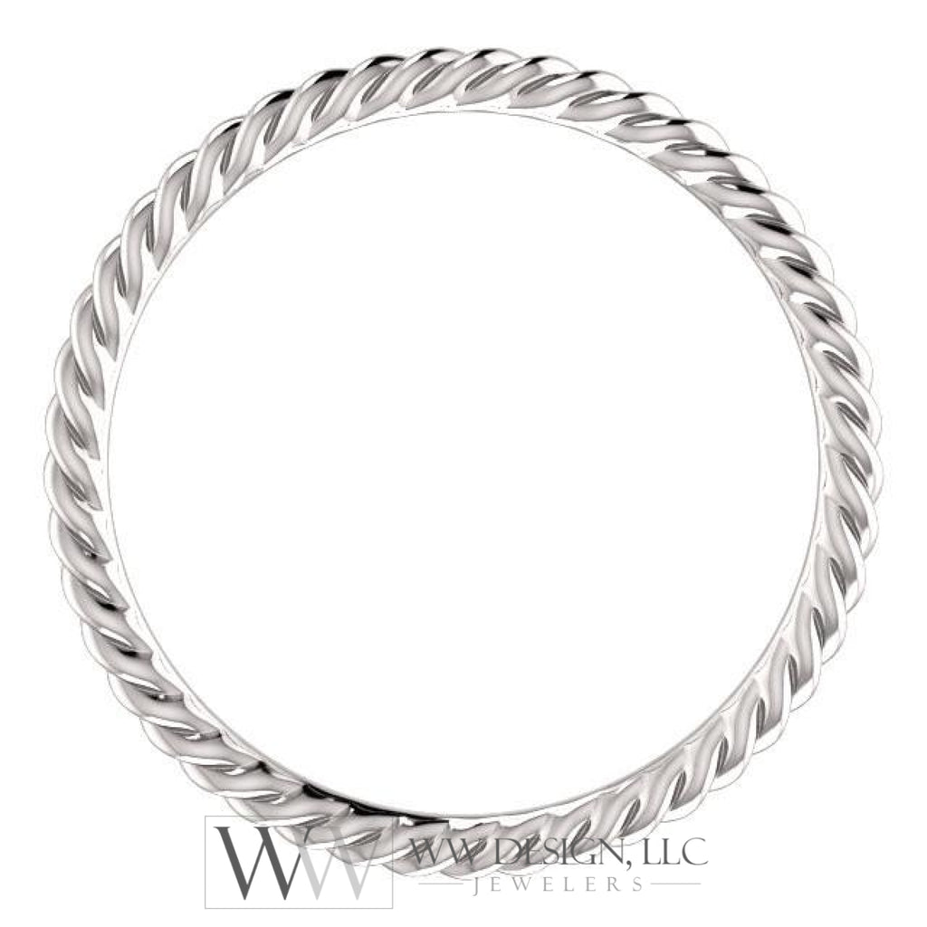 Skinny Rope Band Stackable Ring - 14k, 10k, 18k Gold (Y, W or R), Platinum, Sterling Silver