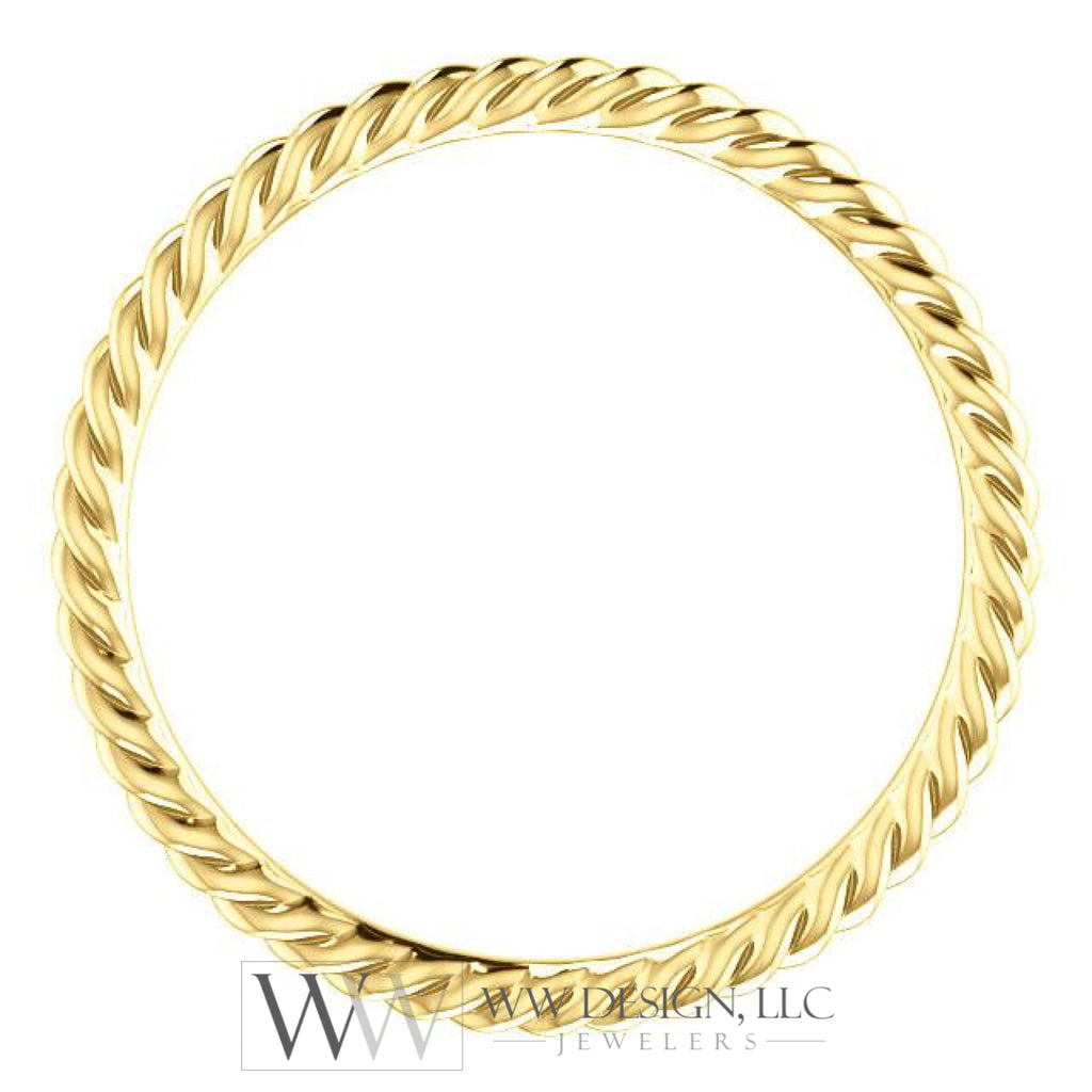 Skinny Rope Band Stackable Ring - 14k, 10k, 18k Gold (Y, W or R), Platinum, Sterling Silver