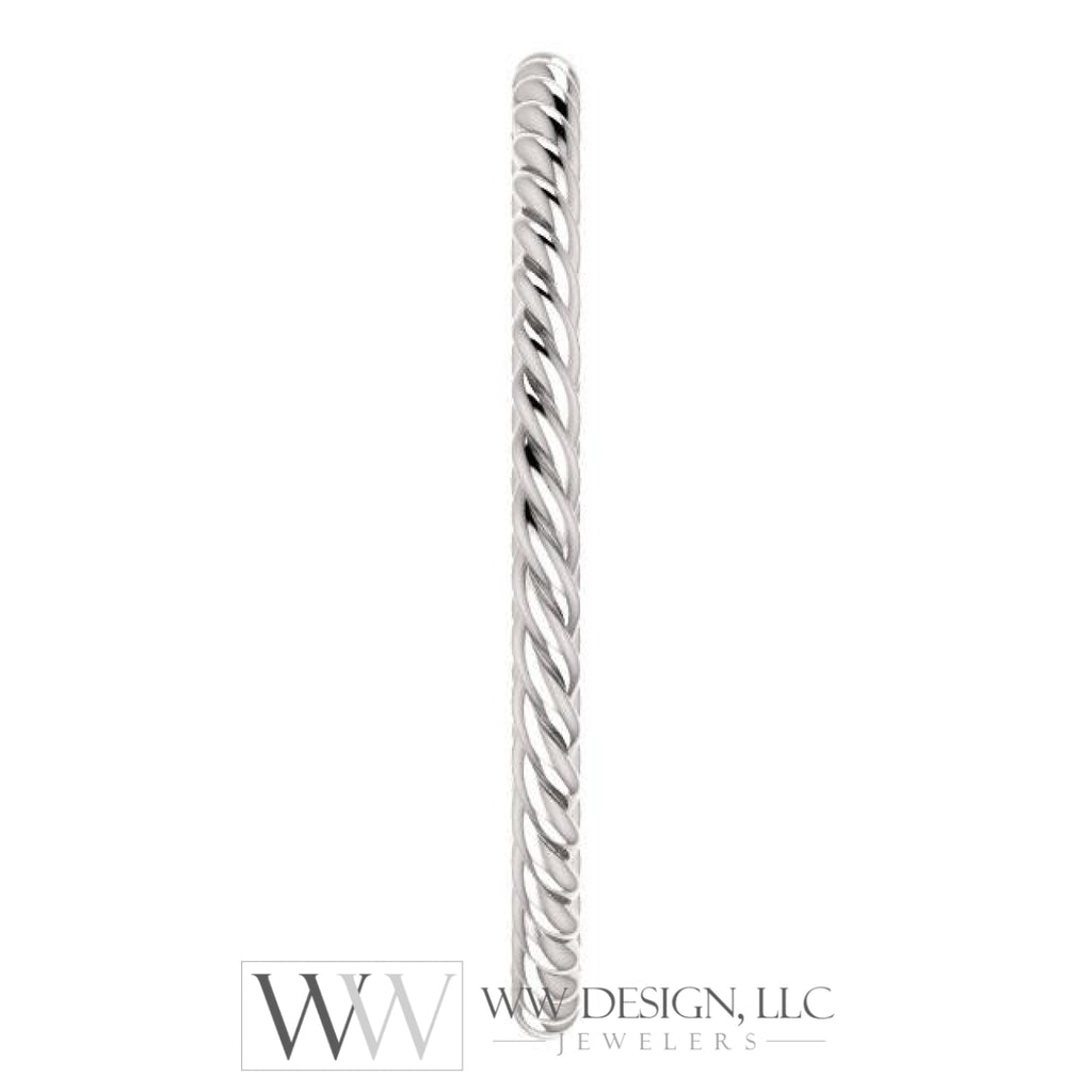 Skinny Rope Band Stackable Ring - 14k, 10k, 18k Gold (Y, W or R), Platinum, Sterling Silver