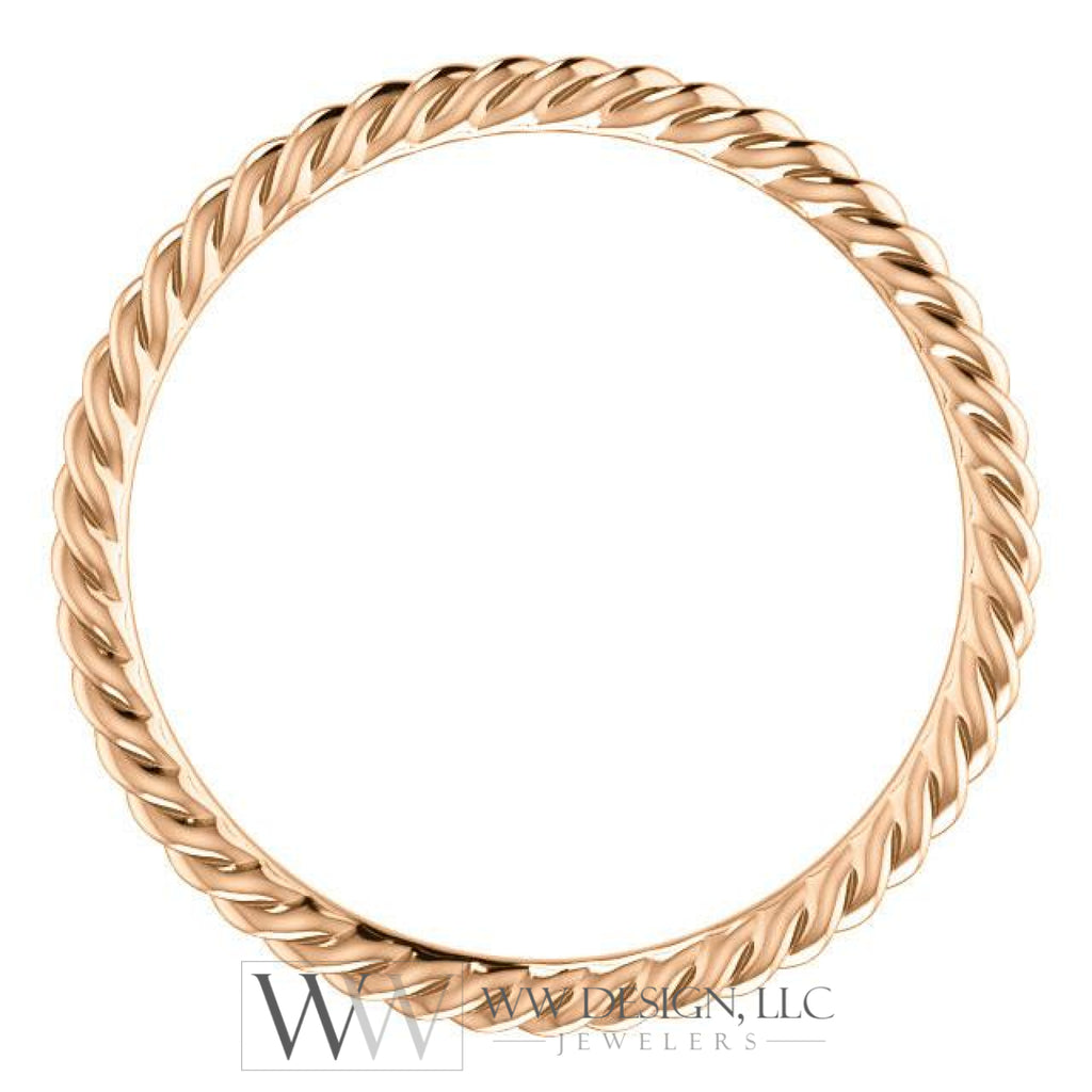 Skinny Rope Band Stackable Ring - 14k, 10k, 18k Gold (Y, W or R), Platinum, Sterling Silver