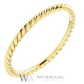 Skinny Rope Band Stackable Ring - 14k, 10k, 18k Gold (Y, W or R), Platinum, Sterling Silver