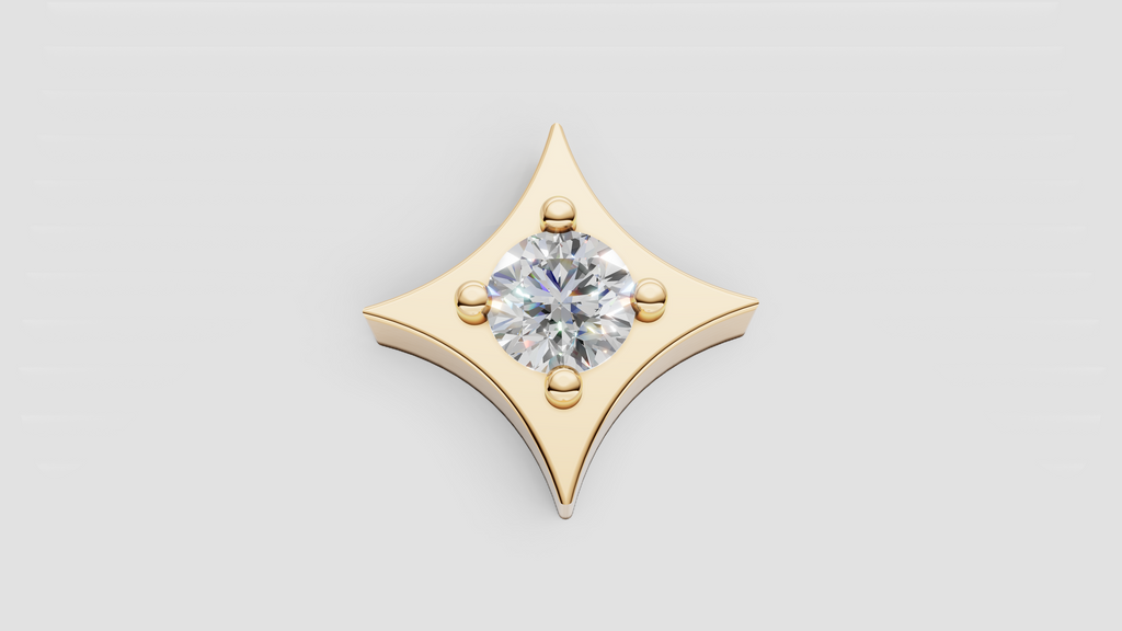 Diamond or Gemstone Twinkle Push-in End for Labret - Gold or Platinum