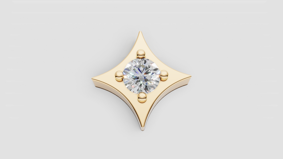 Diamond or Gemstone Twinkle Push-in End for Labret - Gold or Platinum