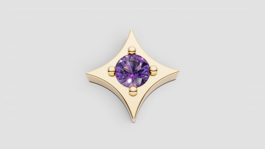 Diamond or Gemstone Twinkle Push-in End for Labret - Gold or Platinum