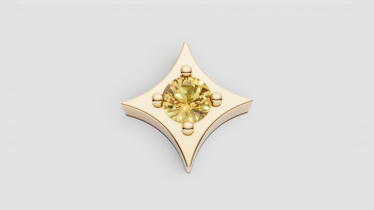 Diamond or Gemstone Twinkle Push-in End for Labret - Gold or Platinum