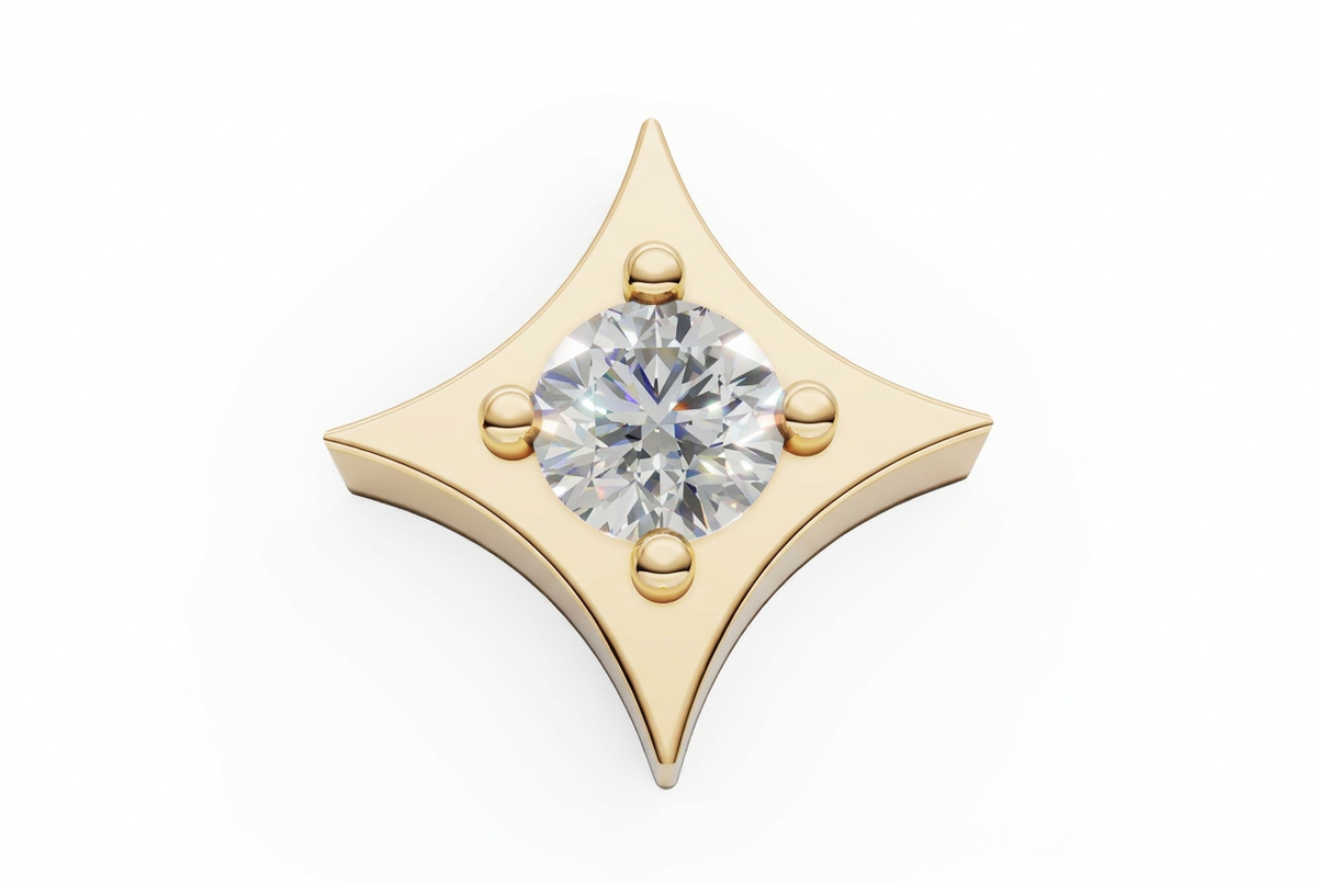 Diamond or Gemstone Twinkle Push-in End for Labret - Gold or Platinum