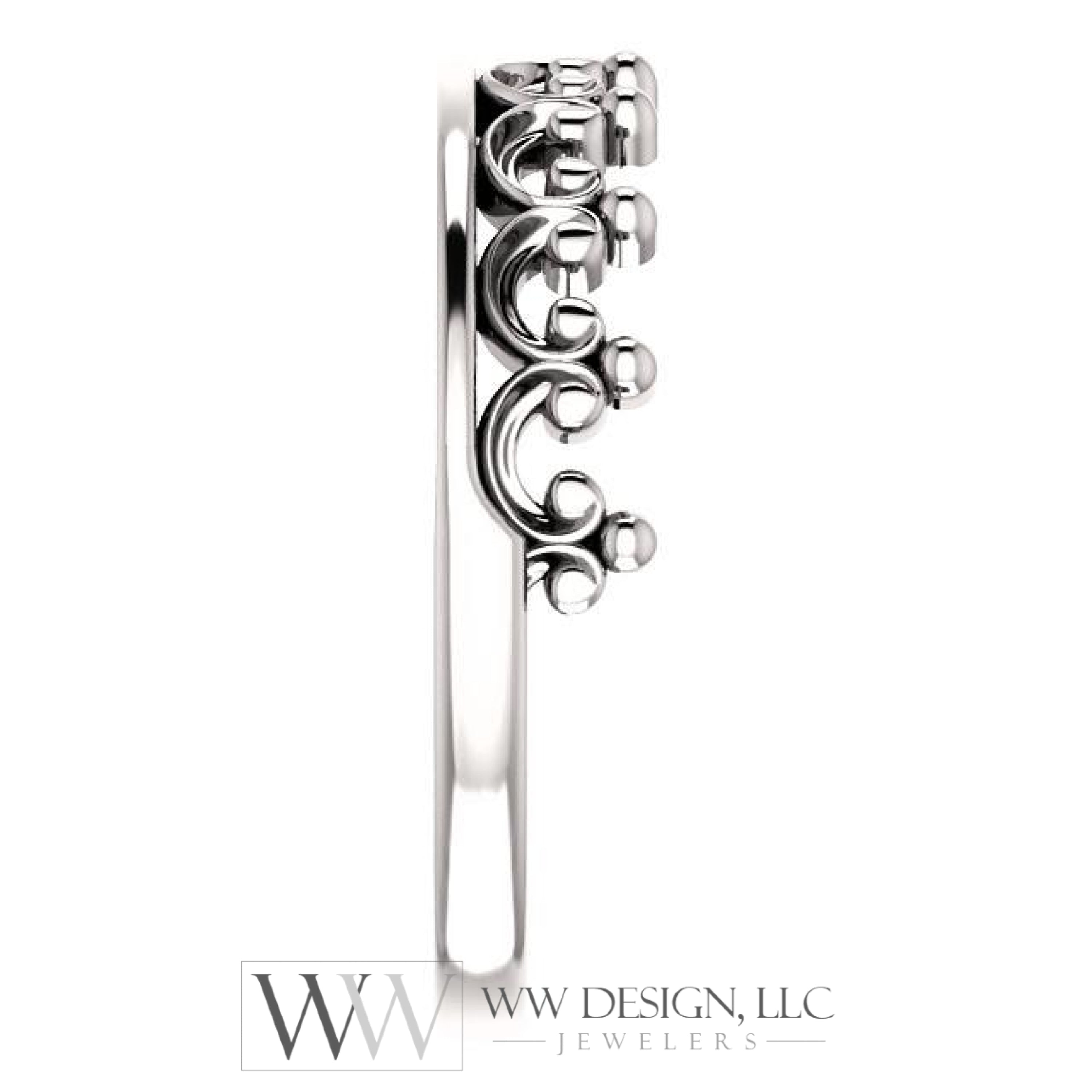 Stackable Crown Ring - Sterling Silver, 14k Gold (Y, W or R), Platinum