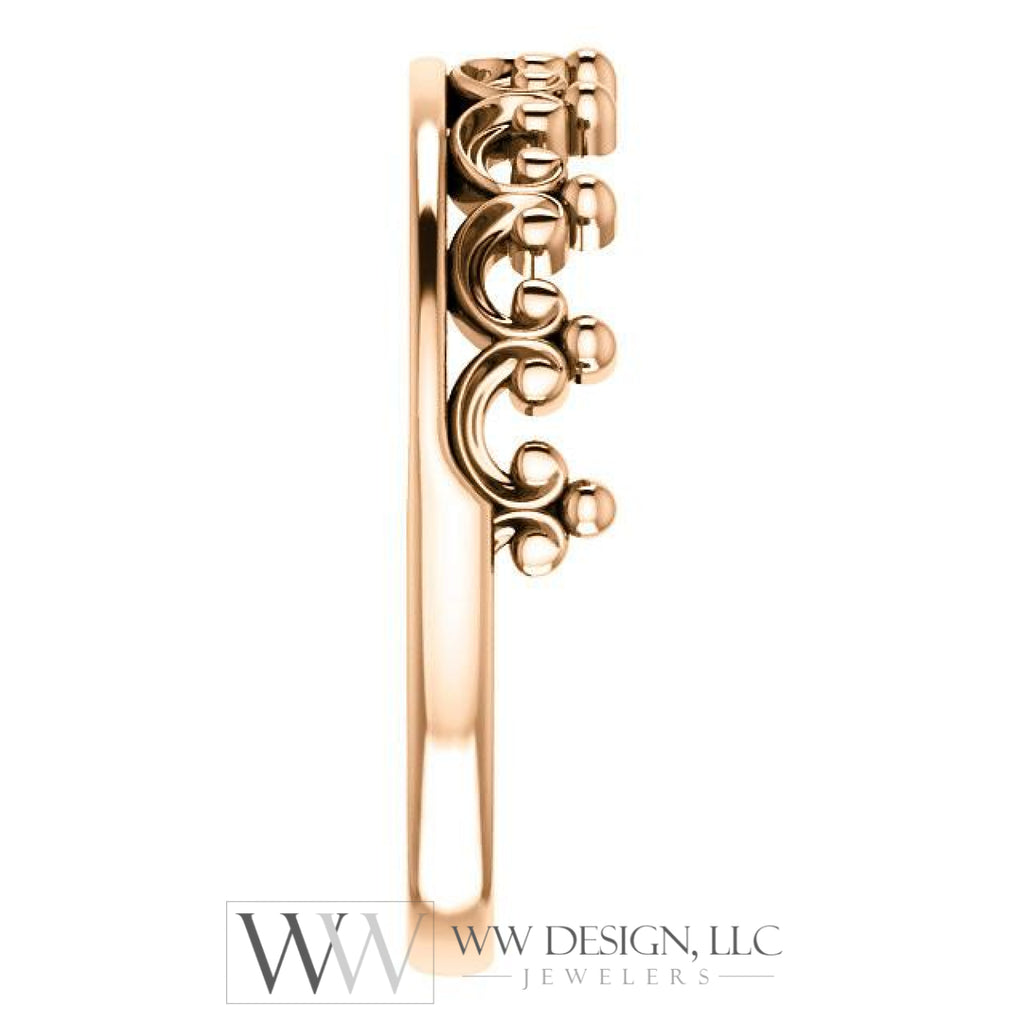 Stackable Crown Ring - Sterling Silver, 14k Gold (Y, W or R), Platinum