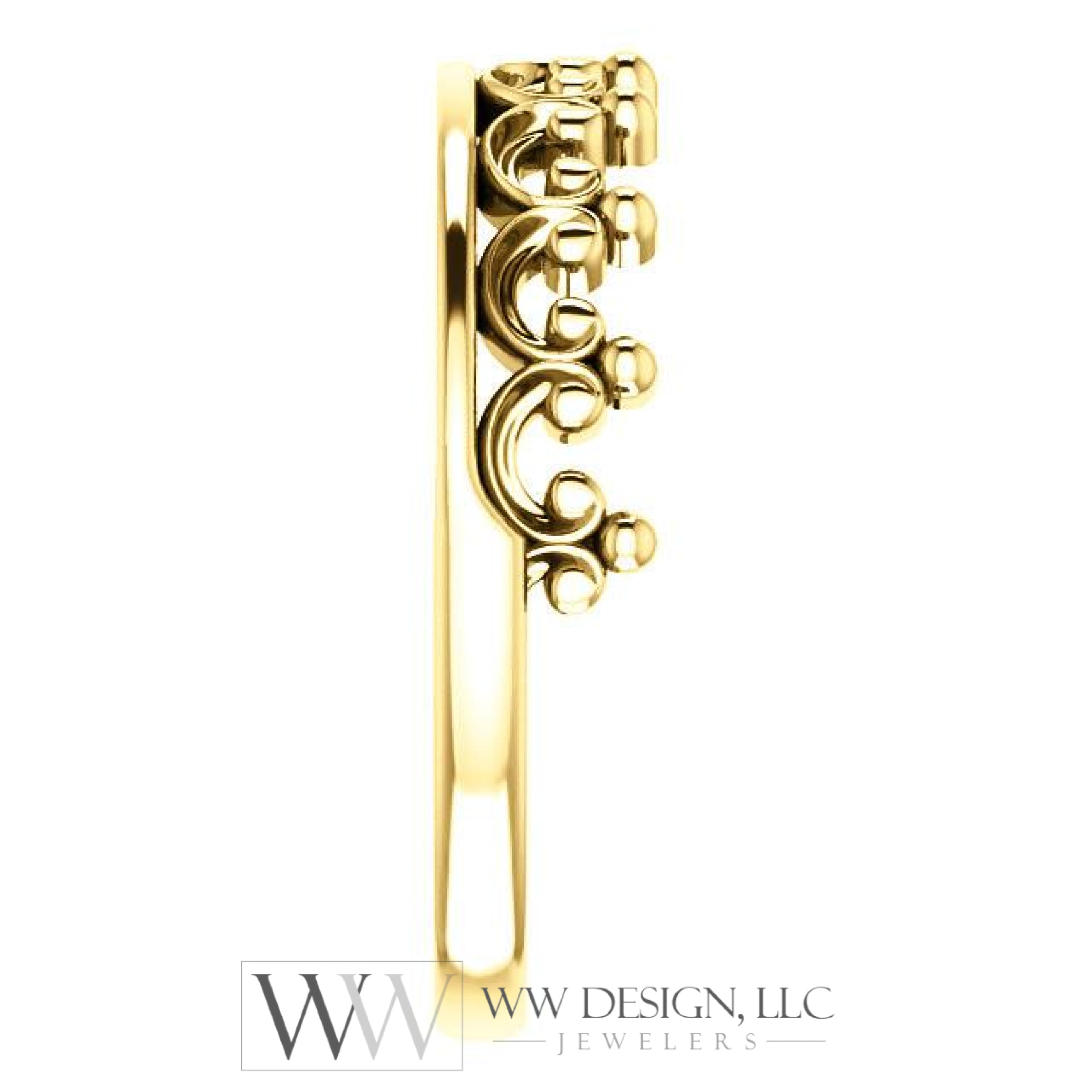 Stackable Crown Ring - Sterling Silver, 14k Gold (Y, W or R), Platinum