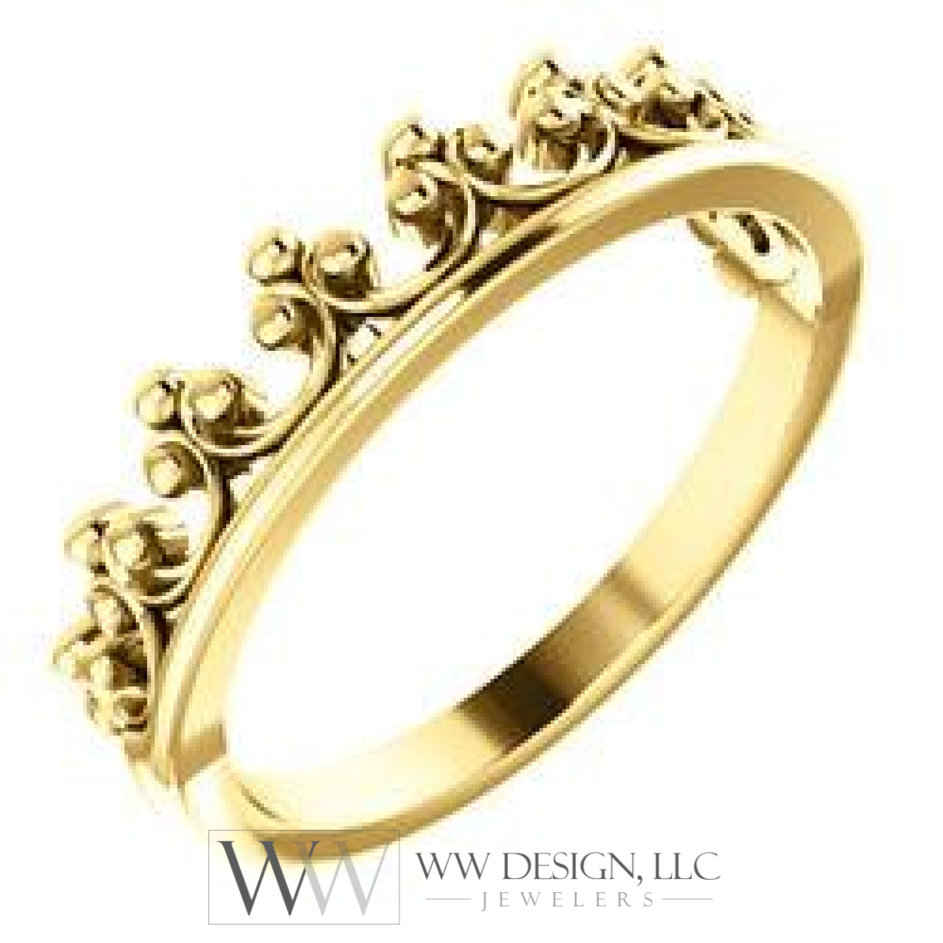 Stackable Crown Ring - Sterling Silver, 14k Gold (Y, W or R), Platinum