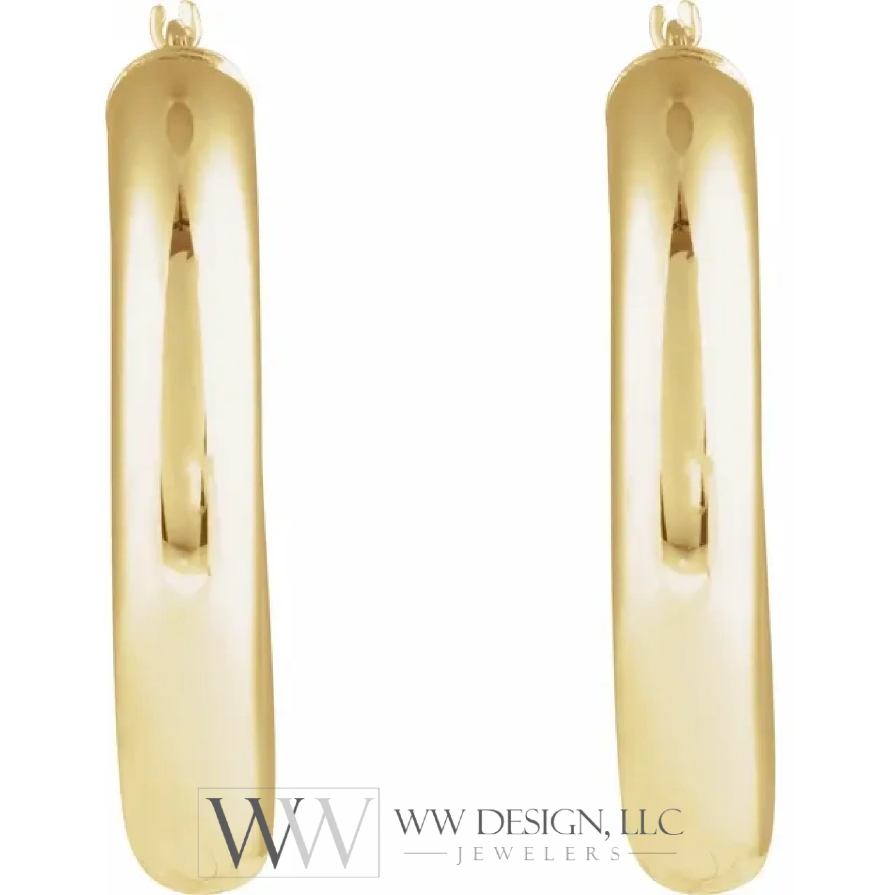 Tube Hoop Earrings 30mm - 14K Yellow Gold