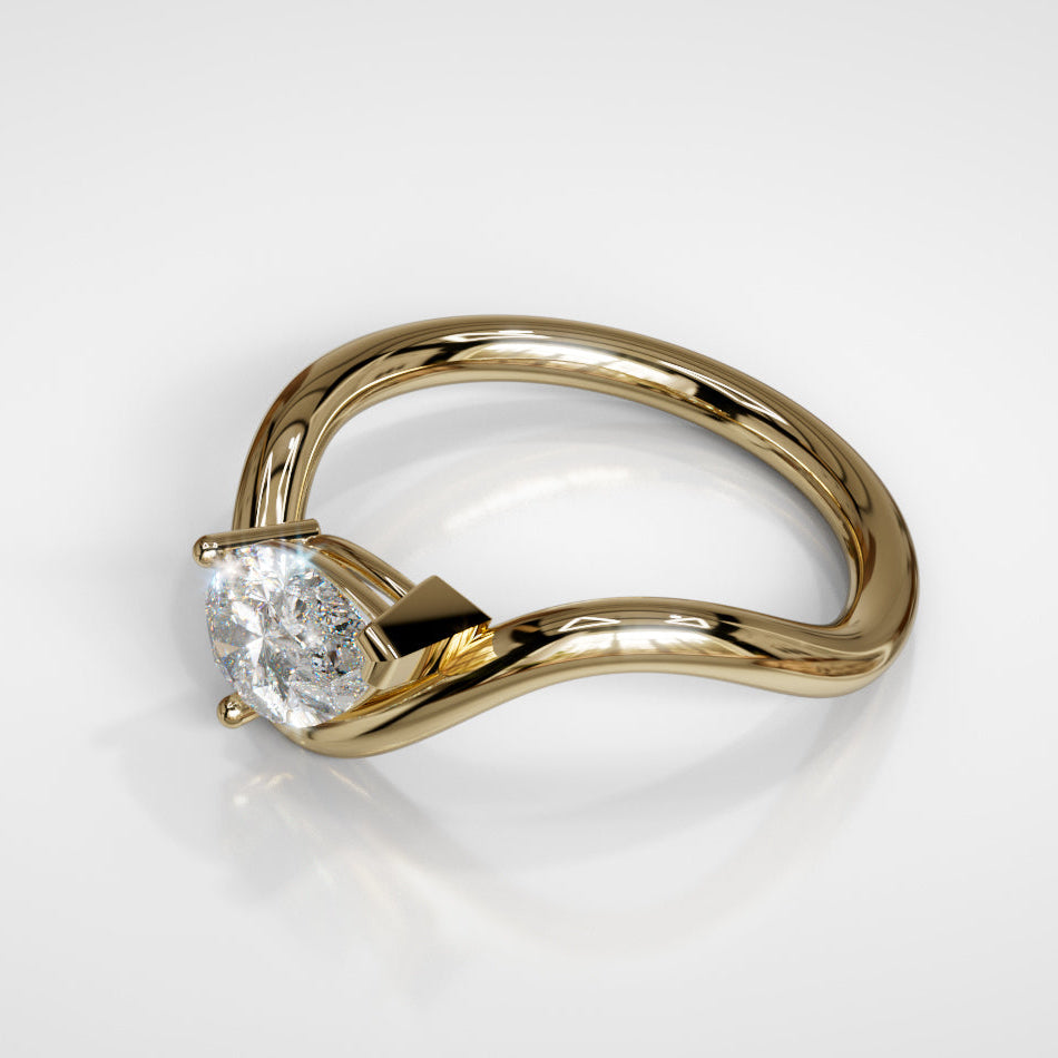 Diamond Wave Ring - 14k Gold (Yellow White or Rose) Platinum - Natural Diamond or Lab Diamond Rings