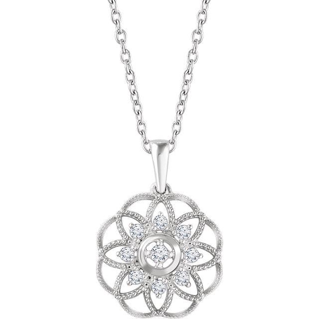 Sterling Silver 1/5 CTW Diamond Granulated Filigree Necklace