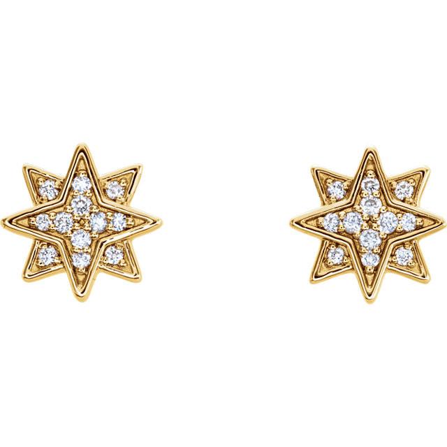 0.08 CTW Diamond Star Earrings - 14K Gold (Y, R OR W)