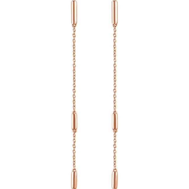 Bar Chain Drop Earrings - 14K Gold (Y, W or R)