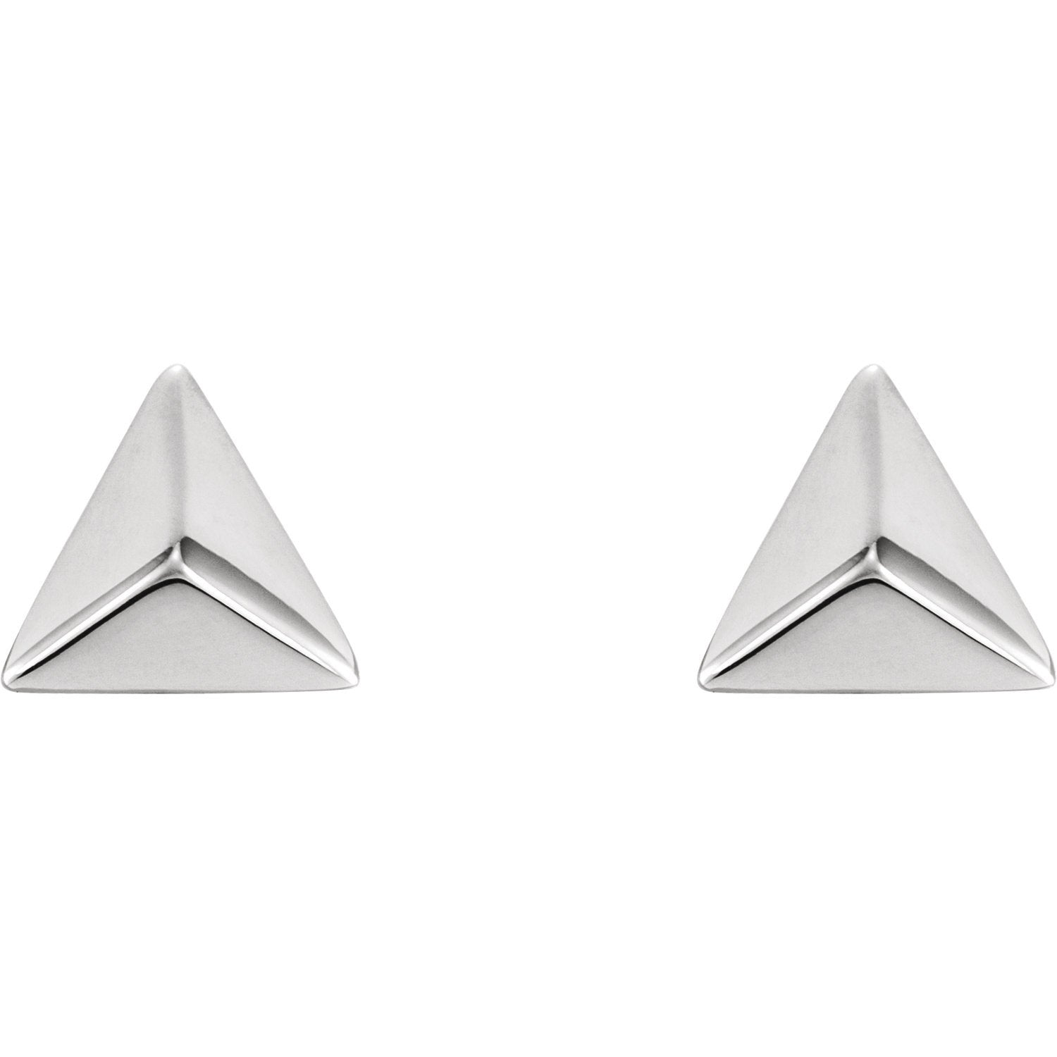 Pyramid Geometric Earrings with Backs - 14K Gold (Y, W or R), Platinum, or Sterling Silver
