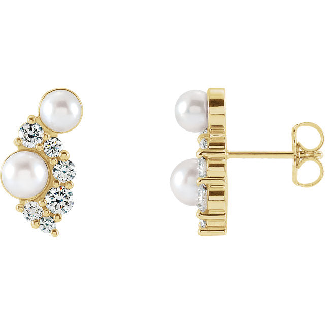Akoya Cultured Pearls & 1/2 CTW Diamond Earrings