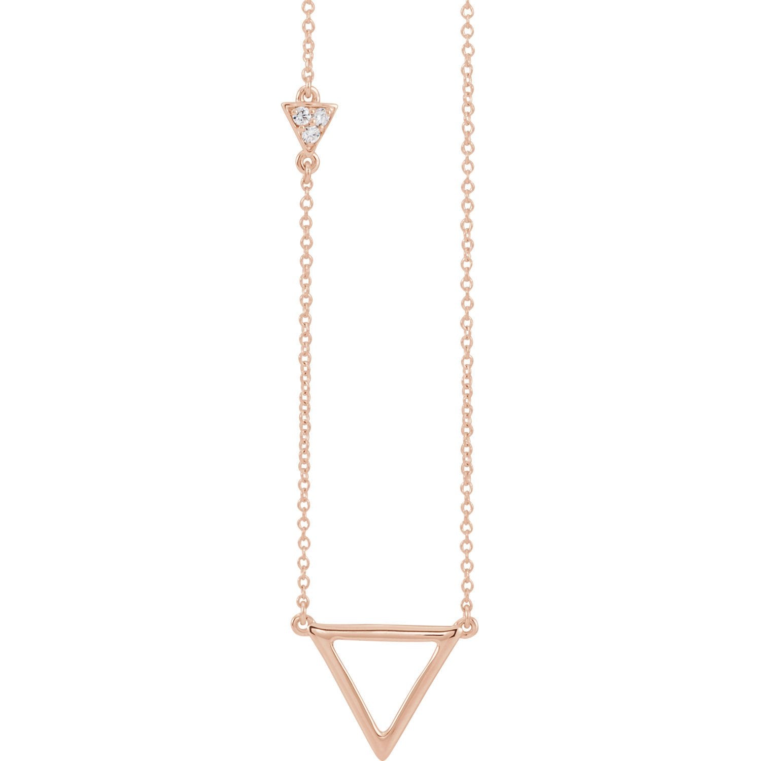 0.05 CTW Diamond Triangle Necklace 16-18" - 14k Gold (Y, W or R)