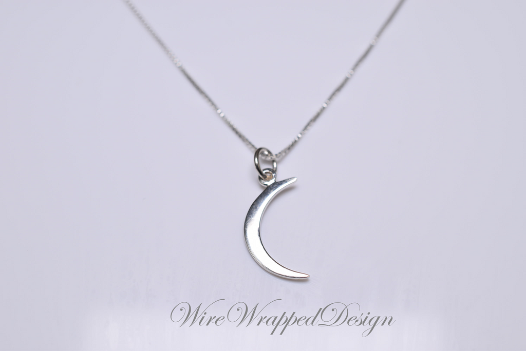 Crescent Moon Necklace - 925 Sterling Silver