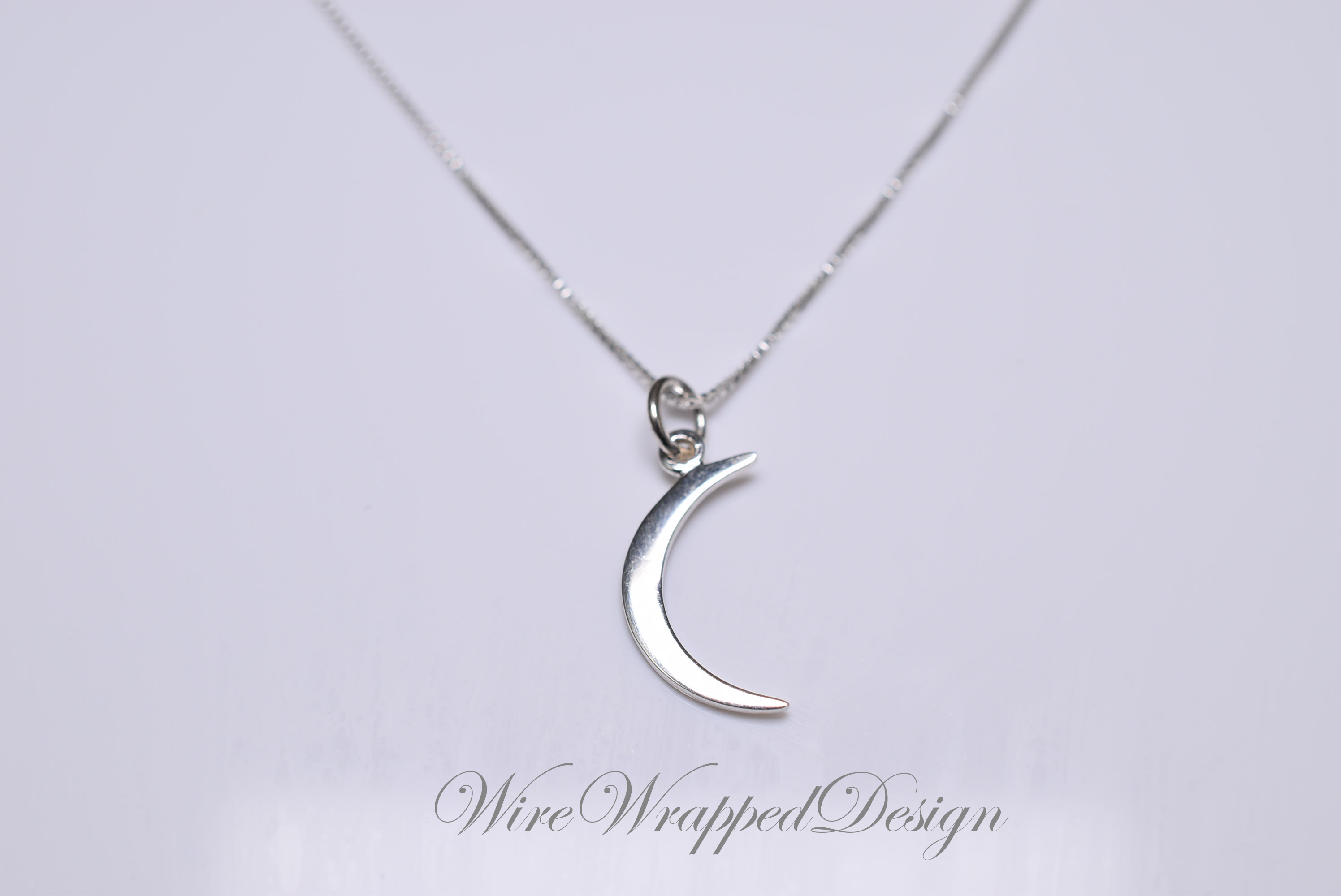Crescent Moon Necklace - 925 Sterling Silver