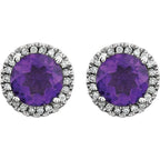 Copy of Amethyst & 1/8 CTW Diamond Earrings - 14k White gold