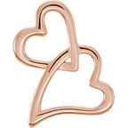 Double Heart Chain Slide Necklace 16"-18" Adjustable - 14k Gold (Y, W or R), Sterling Silver