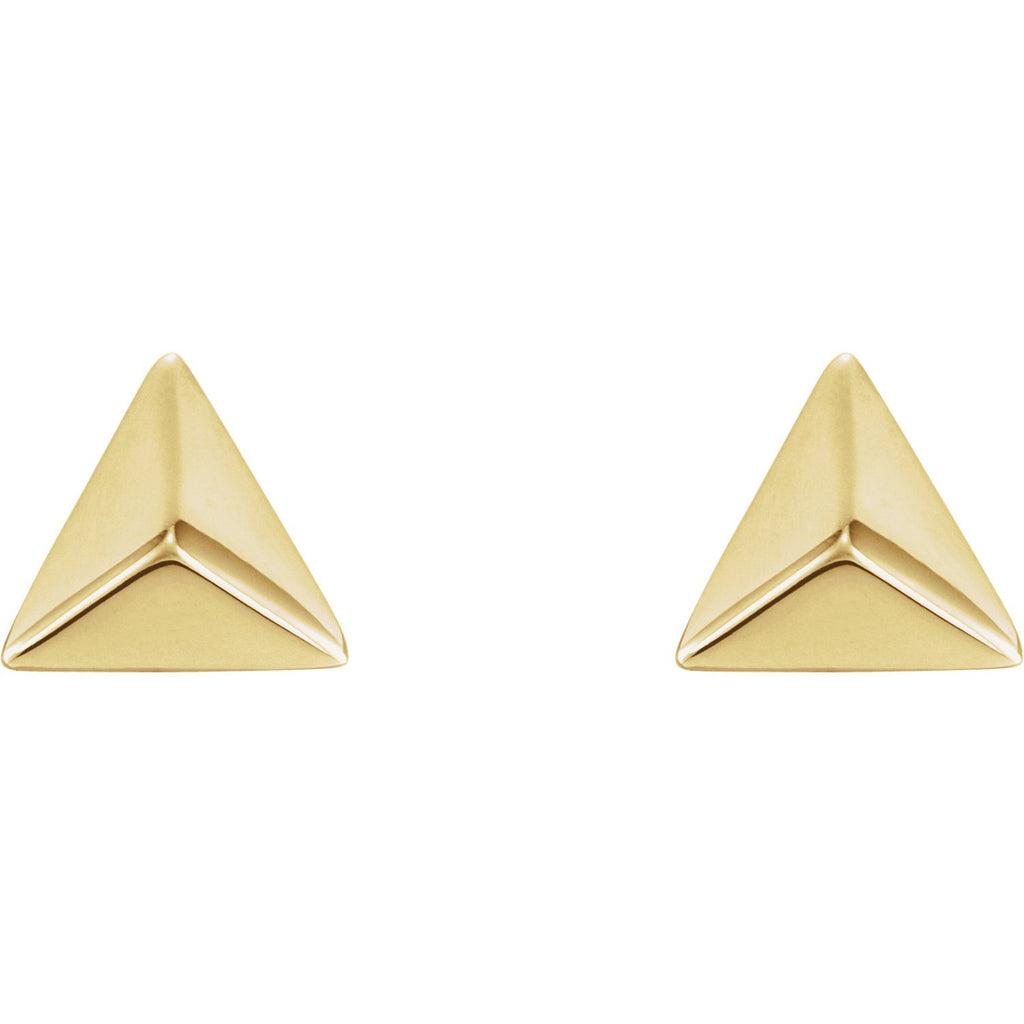 Pyramid Geometric Earrings with Backs - 14K Gold (Y, W or R), Platinum, or Sterling Silver