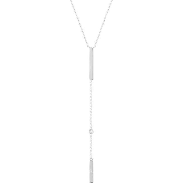 0.06 CTW Diamond Bar Y Necklace 16-18" - 14k Gold (Y or W)