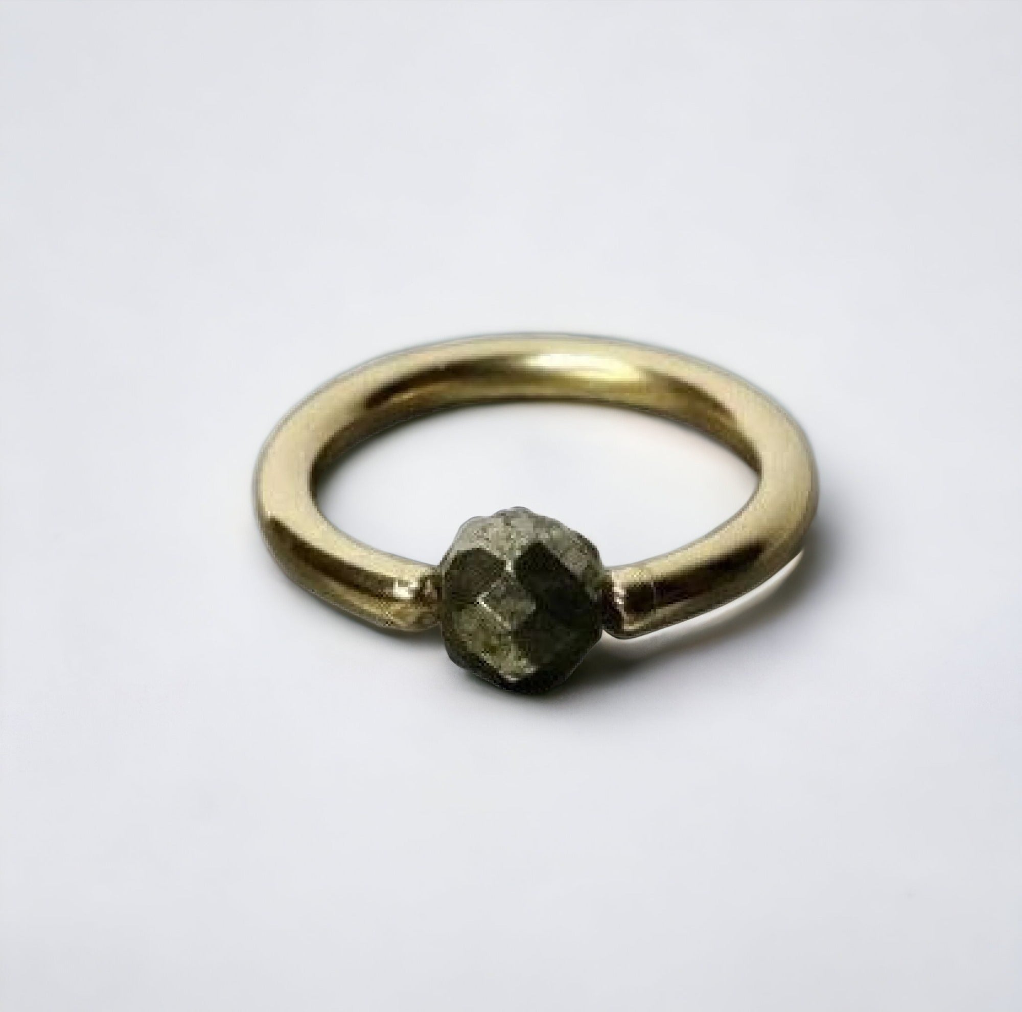 Pyrite Faceted Captive Bead Ring - 16 ga Hoop - 14k Gold (Y, W, or R), Sterling Silver, or Platinum