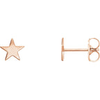 Star Cutout Earrings with Backs - 14K Gold (Y, W or R), Platinum, or Sterling Silver