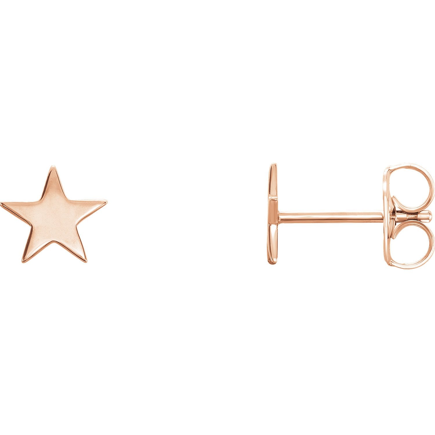 Star Cutout Earrings with Backs - 14K Gold (Y, W or R), Platinum, or Sterling Silver