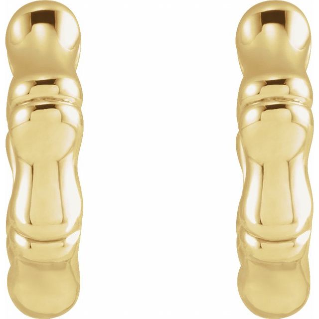 Bamboo Hinged Hoop Earrings 12 mm - 14k Gold (Y, R, W) or Platinum