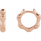 Bamboo Hinged Hoop Earrings 12 mm - 14k Gold (Y, R, W) or Platinum