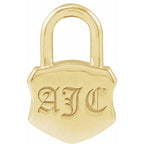Engravable Lock Pendant Necklace or Charm with 3 Initials - 14k Gold (Y, W, R), Platinum, Sterling Silver