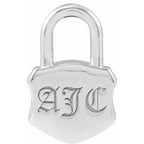 Engravable Lock Pendant Necklace or Charm with 3 Initials - 14k Gold (Y, W, R), Platinum, Sterling Silver
