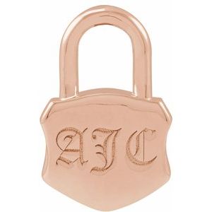 Engravable Lock Pendant Necklace or Charm with 3 Initials - 14k Gold (Y, W, R), Platinum, Sterling Silver